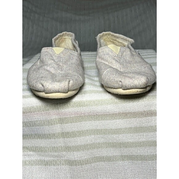 Toms 6 wool FLANNEL slip on gray flats faux FUR classic Alpargatas shoes - Picture 12 of 12